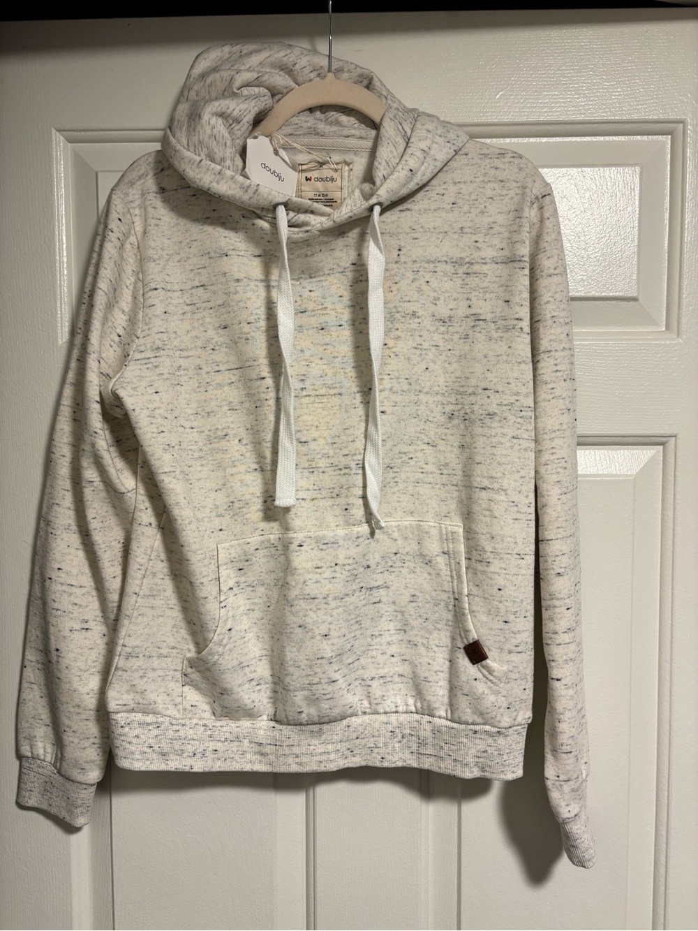 Doublju Cozy Cream Speckled Hoodie Sweatshirt